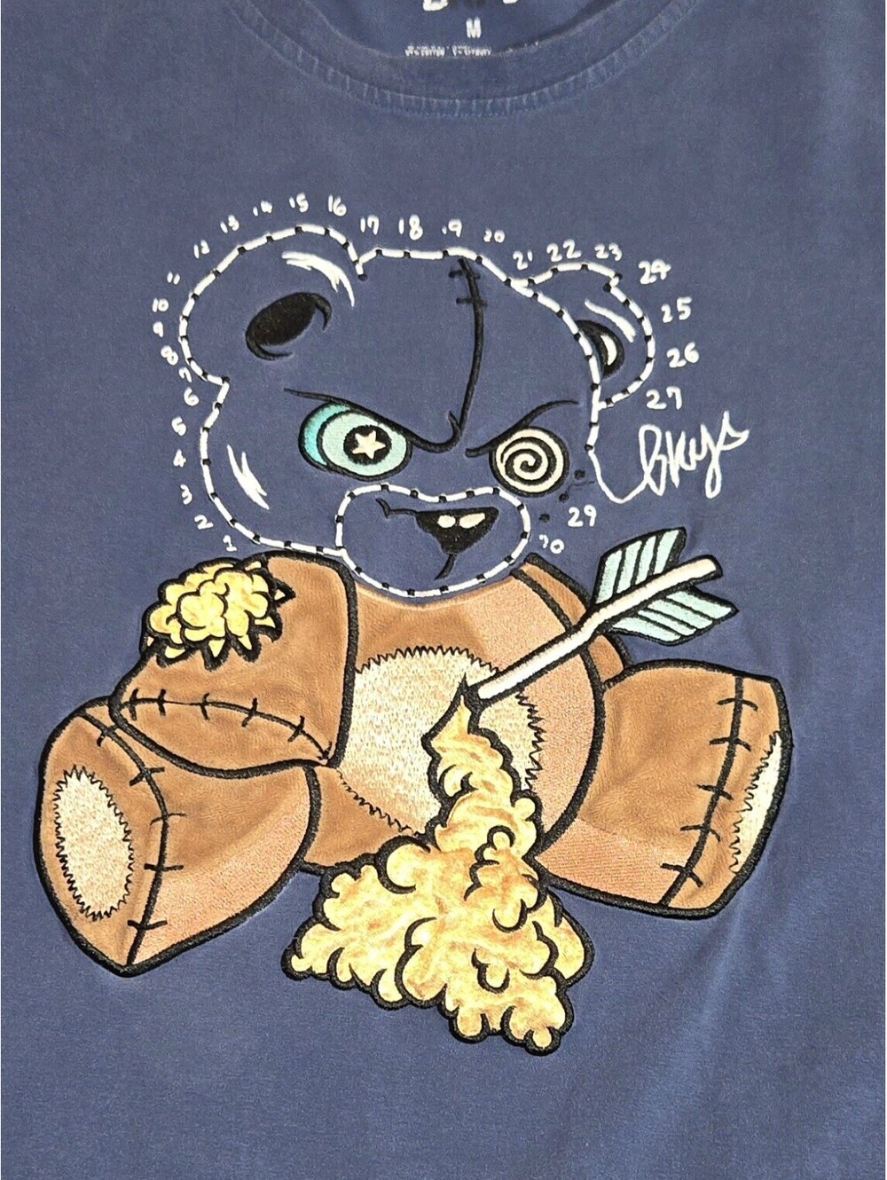 BKYS Killer Bunny Tee Sz M Navy Embroidered Teddy Head
